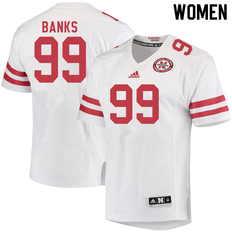 Women #99 Brant Banks Nebraska Cornhuskers College Football Jerseys Sale-White